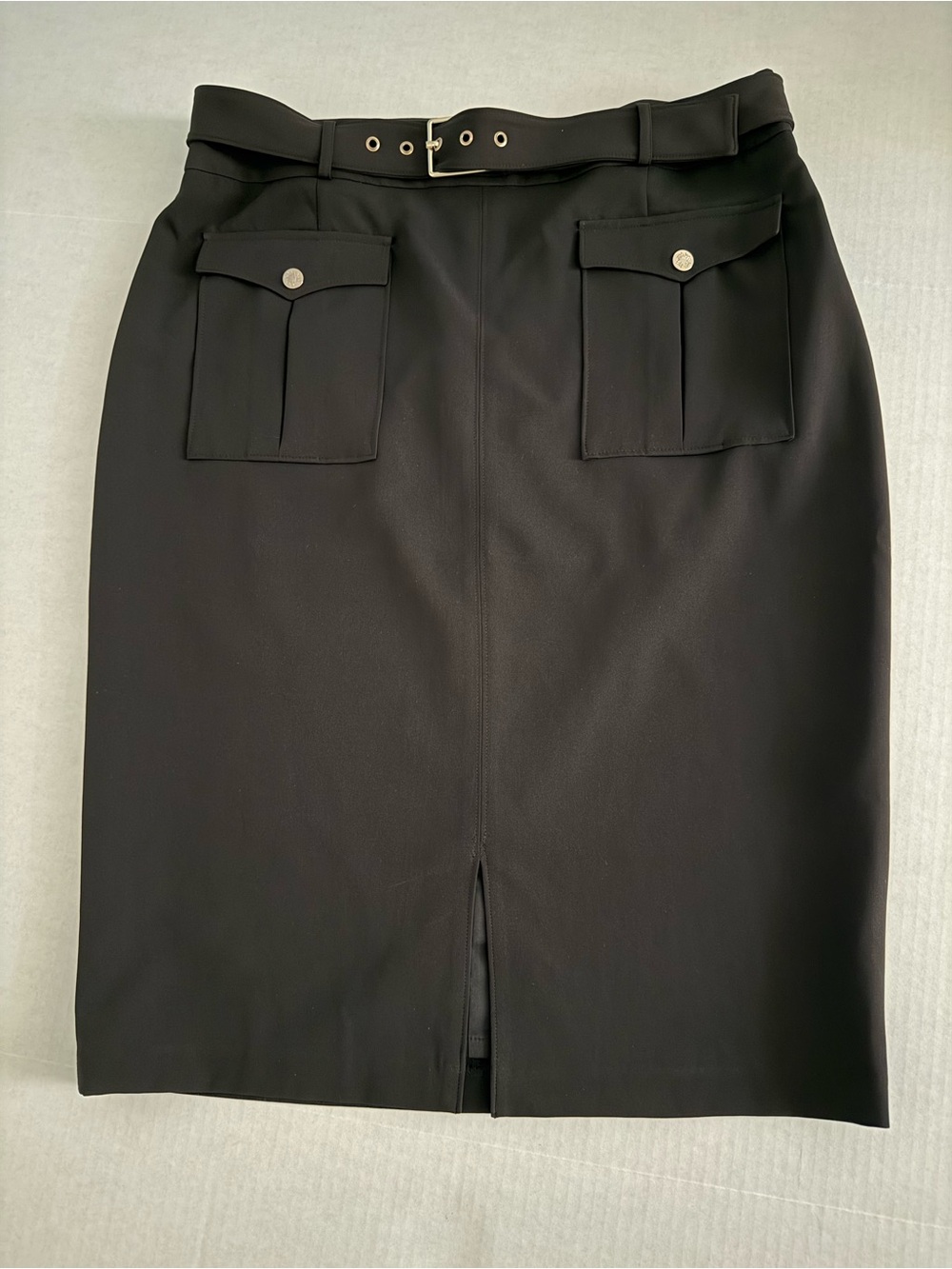 White House Black Market Black Belted Pencil Skirt Size 14